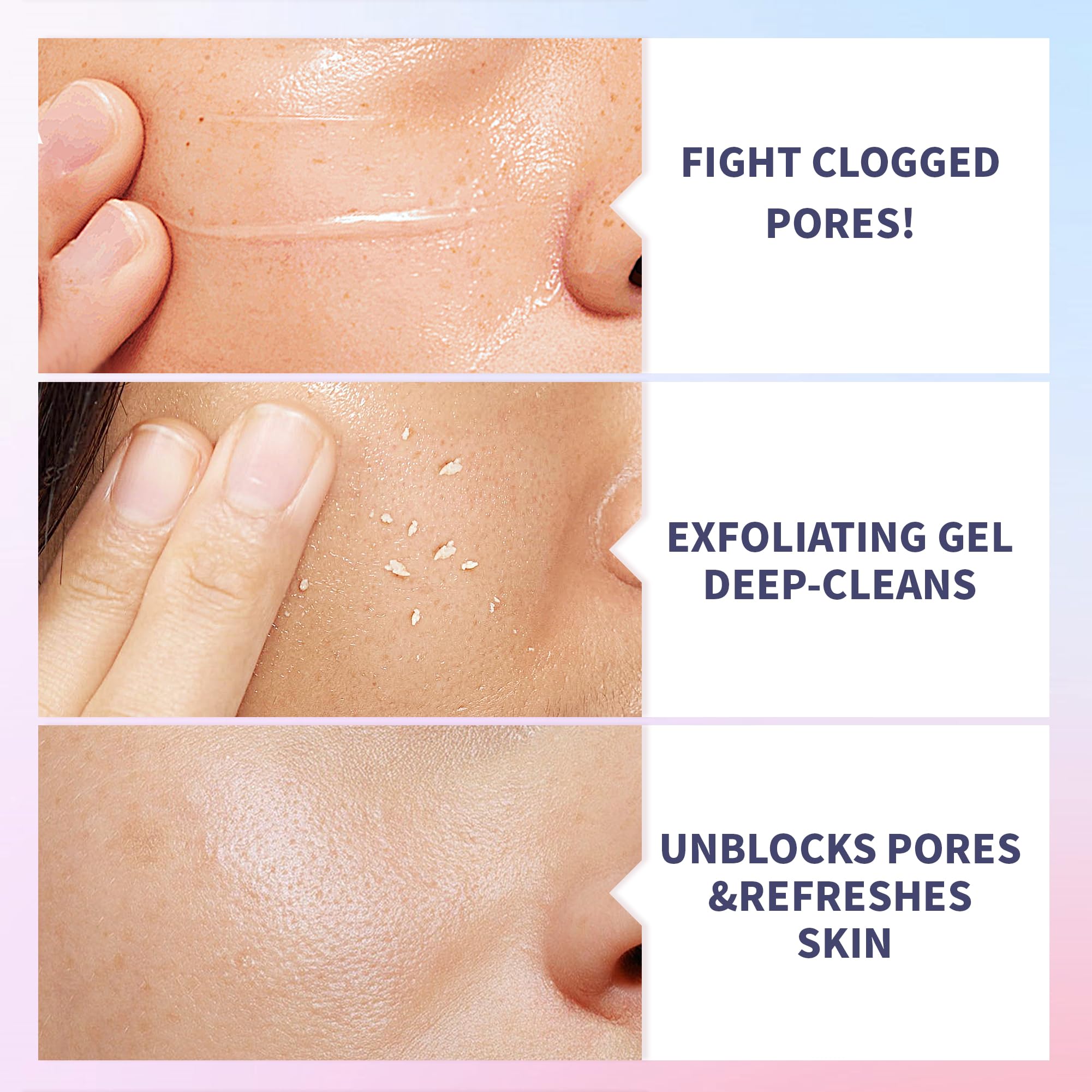 QUARXERY Gentle Exfoliating Gel shown on face, neck, and body for full-body use.