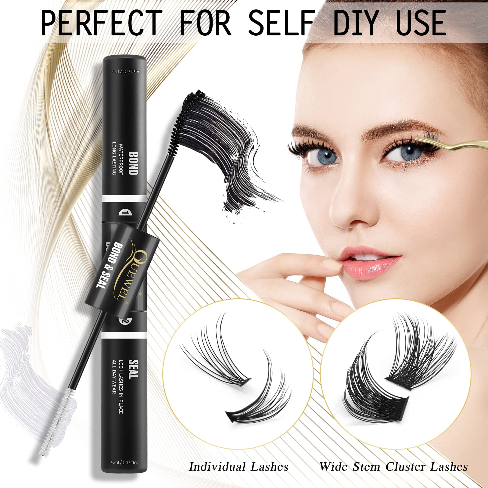 QUEWEL gentle formula suitable for sensitive skin and various lash types.