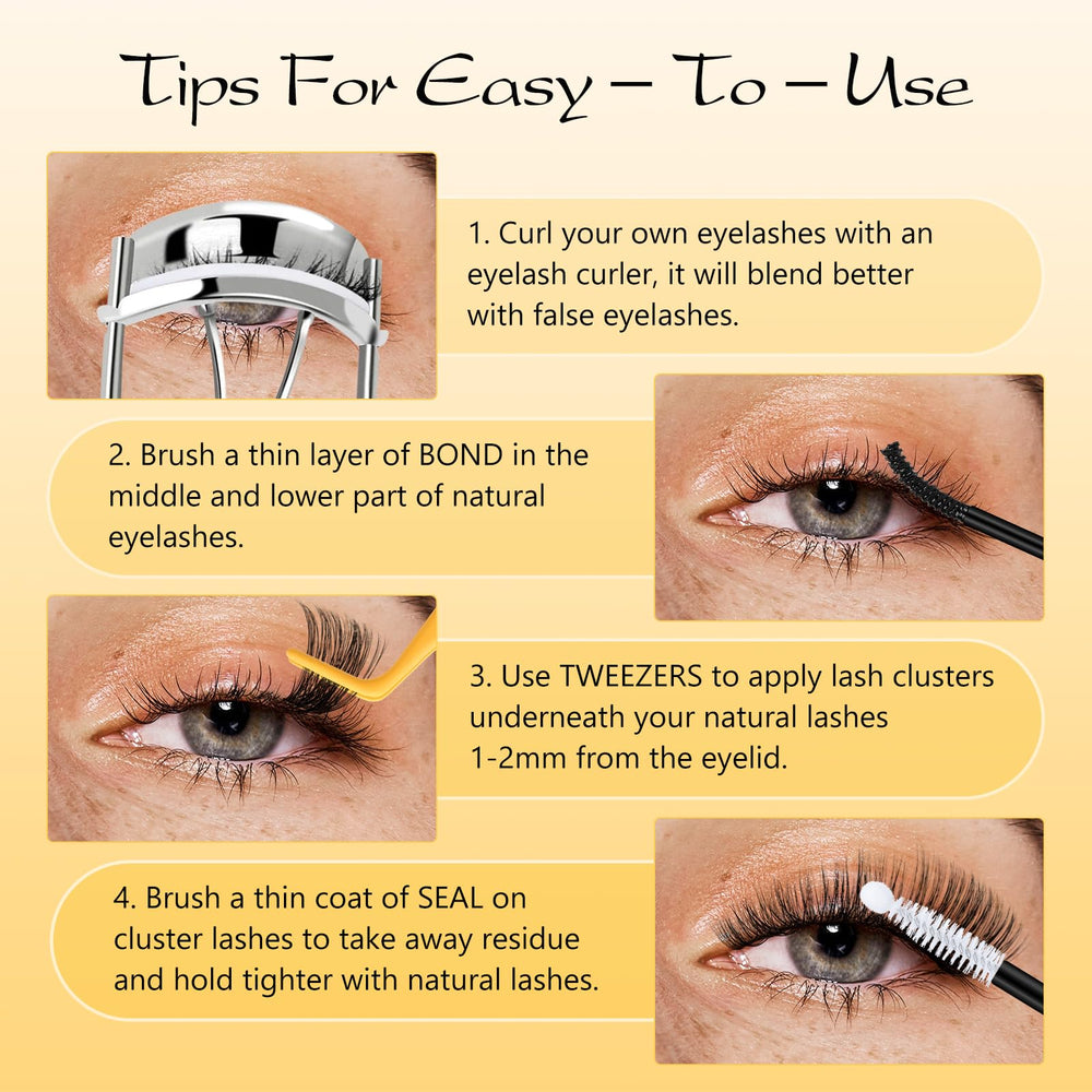 QUEWEL lash application tool close-up for accurate cluster placement