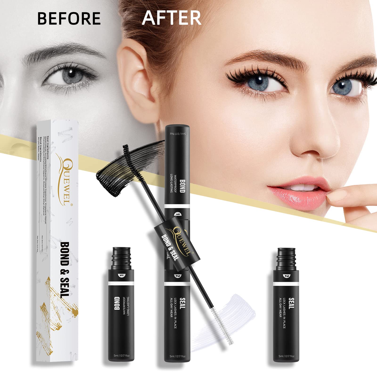 QUEWEL waterproof formula helps clusters stay put in moisture-prone conditions.