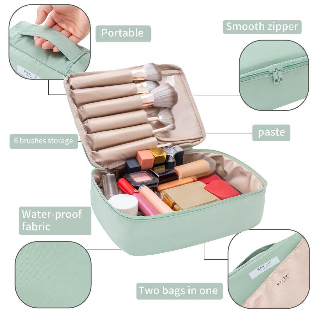 Queboom detachable cosmetic bag offers flexible packing options.