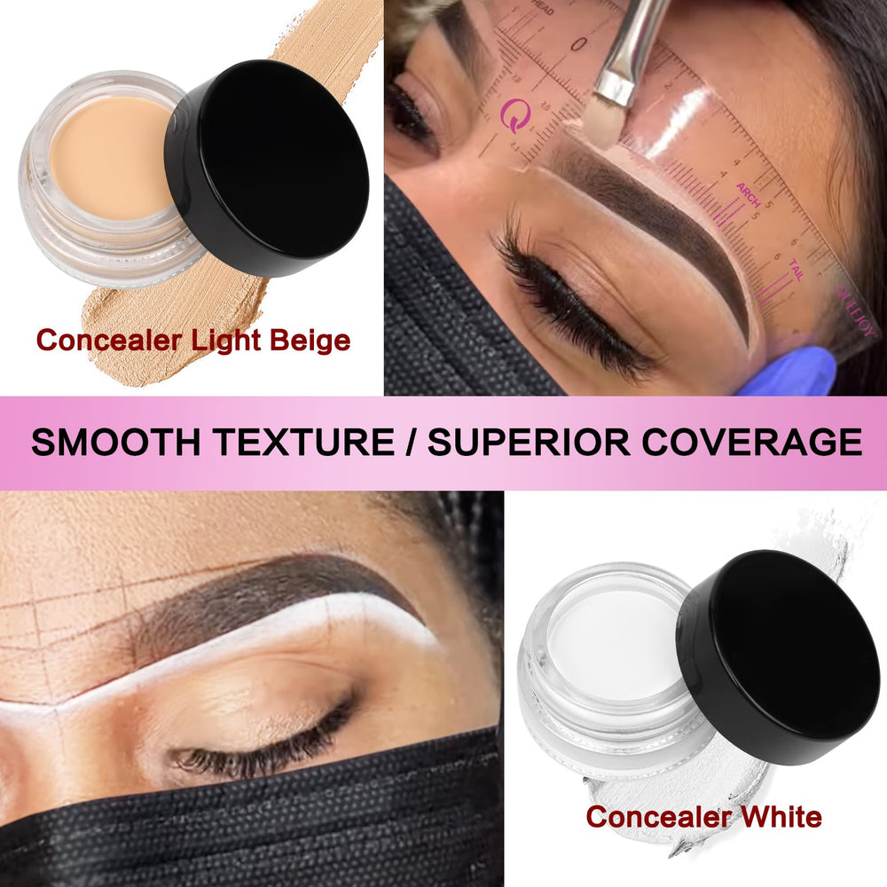 QUEEJOY white and light beige brow concealer highlights brow contours cleanly