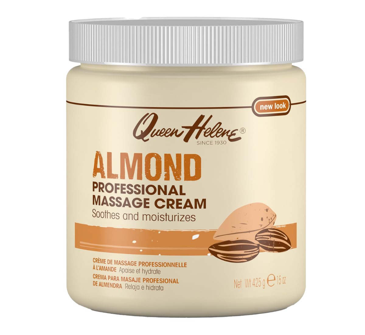 Queen Helene Almond Massage Cream 15 oz bottle offering rich conditioning for massage