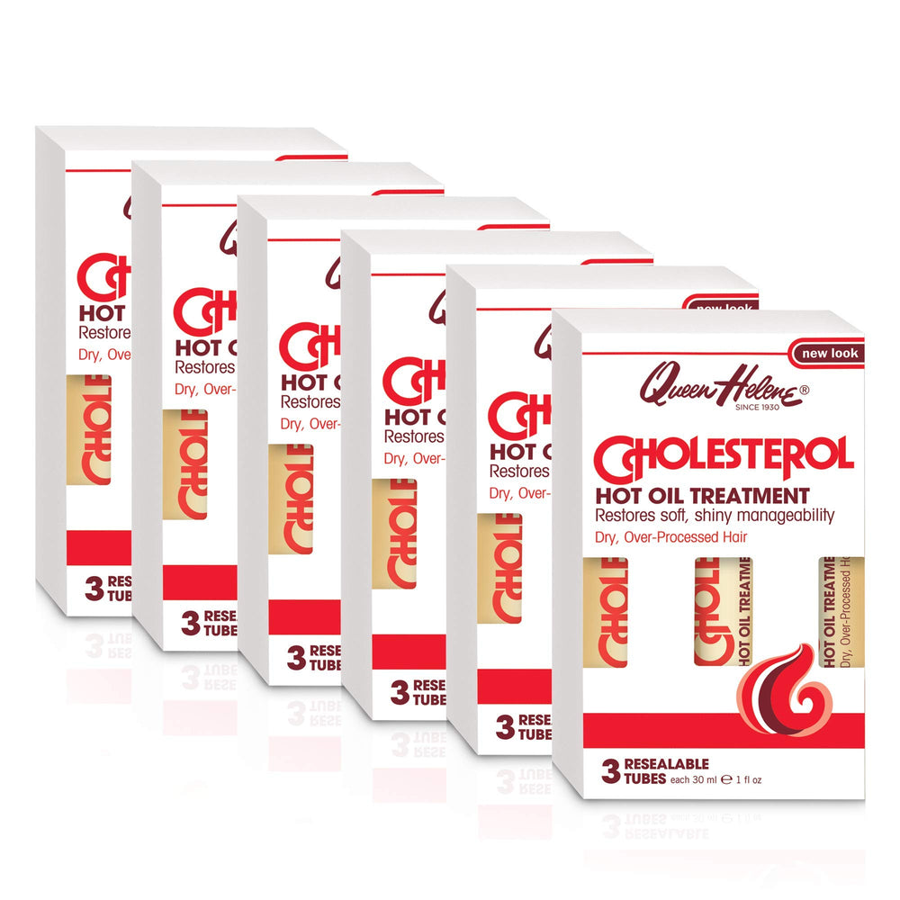 Queen Helene Cholesterol Hot Oil Treatment application demonstrates easy, heat-activated repair.