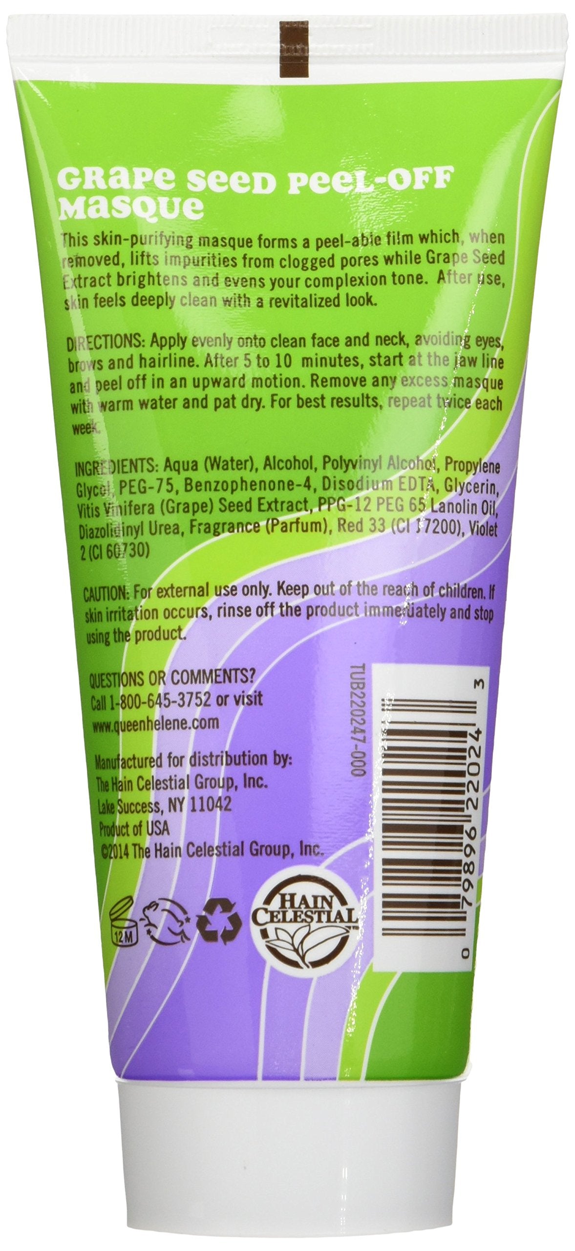 Queen Helene grape seed peel-off mask dry film forms for easy removal
