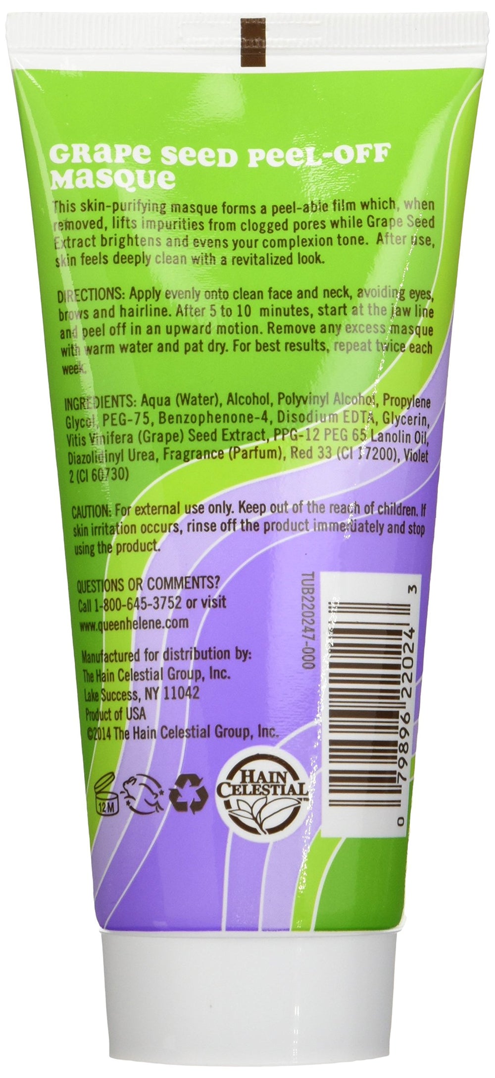 Queen Helene grape seed peel-off mask dry film forms for easy removal