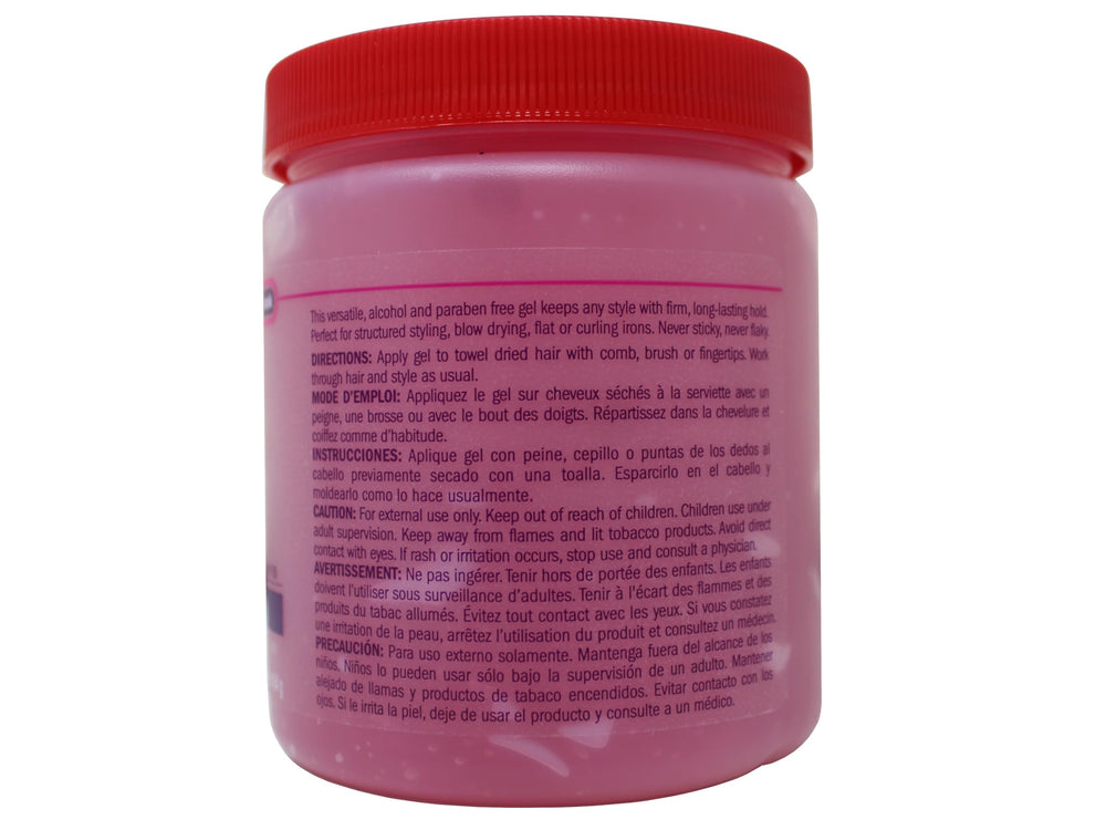 Queen Helene gel application on hair shows strong hold for curls, waves, or sleek styles.