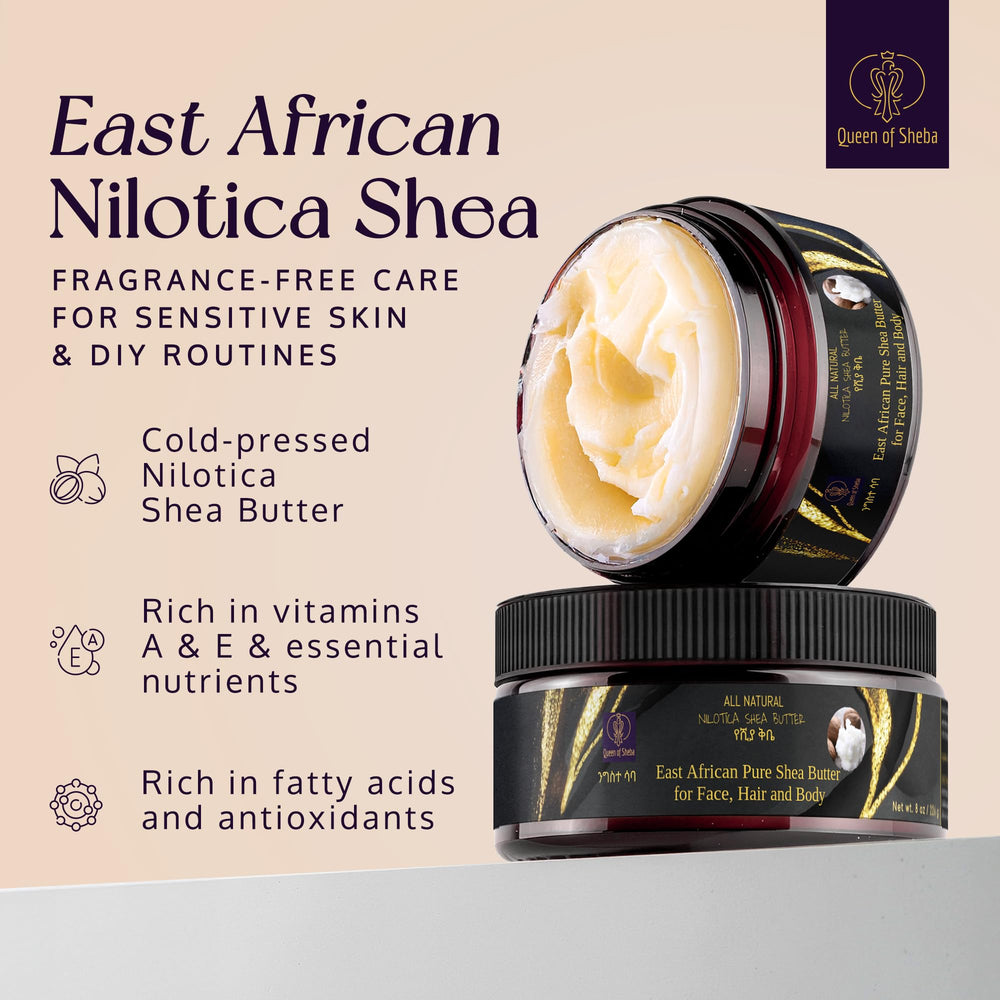 Queen of Shea butter texture close-up reveals creamy consistency and quick absorption.