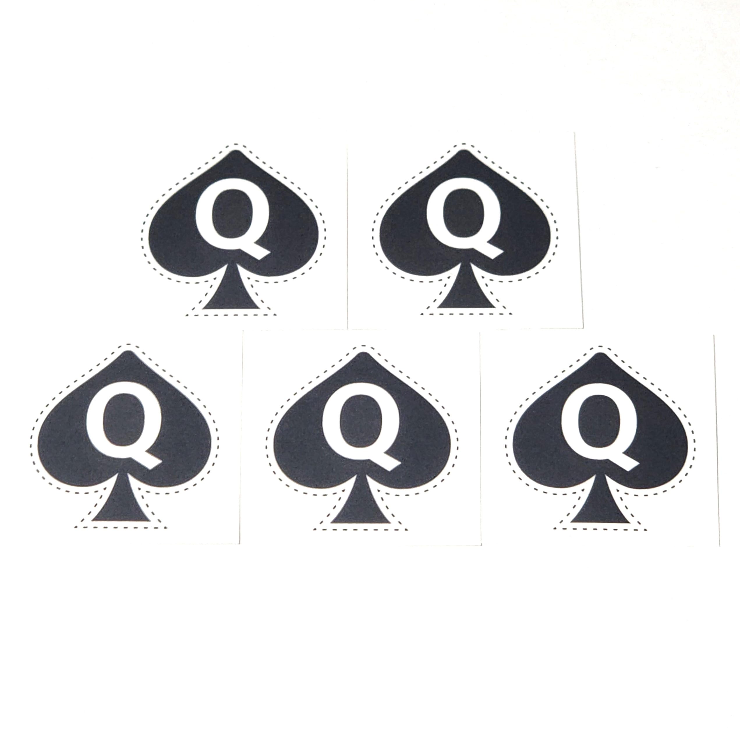 Queen of Spades temporary tattoo pack with five bold designs for versatile styling
