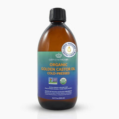 QUEEN OF THE THRONES castor oil bottle in amber glass preserves purity for hair and skin.