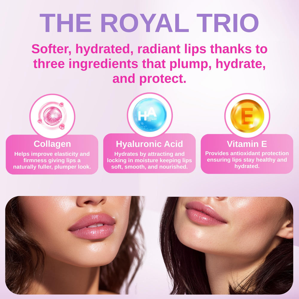 Queen Tape Royal Plump Lip Mask application demonstrates nourishing plump effect.