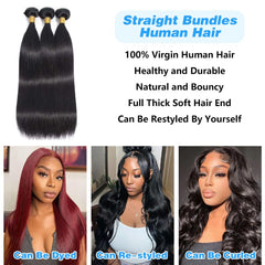 Queenset Straight Bundles hair close-up shows shiny healthy-looking strands