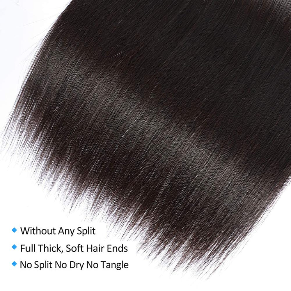 Queenset Straight Bundles natural black 1B close-up for versatile color options