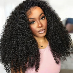 Querary kinky curly half wig 20 inch front view with natural-looking hairline.