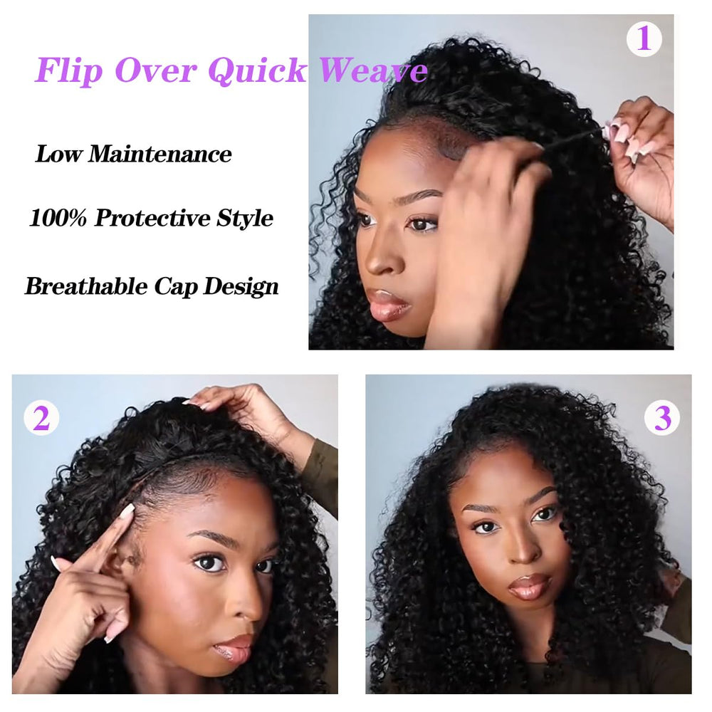 Querary kinky curly half wig heat-friendly styling demonstration.