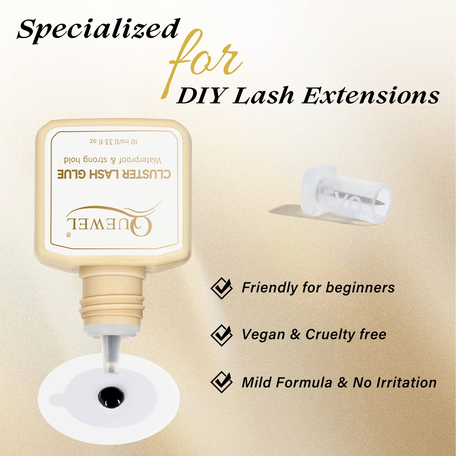QUEWEL 10ml large-capacity glue ideal for frequent lash sessions.