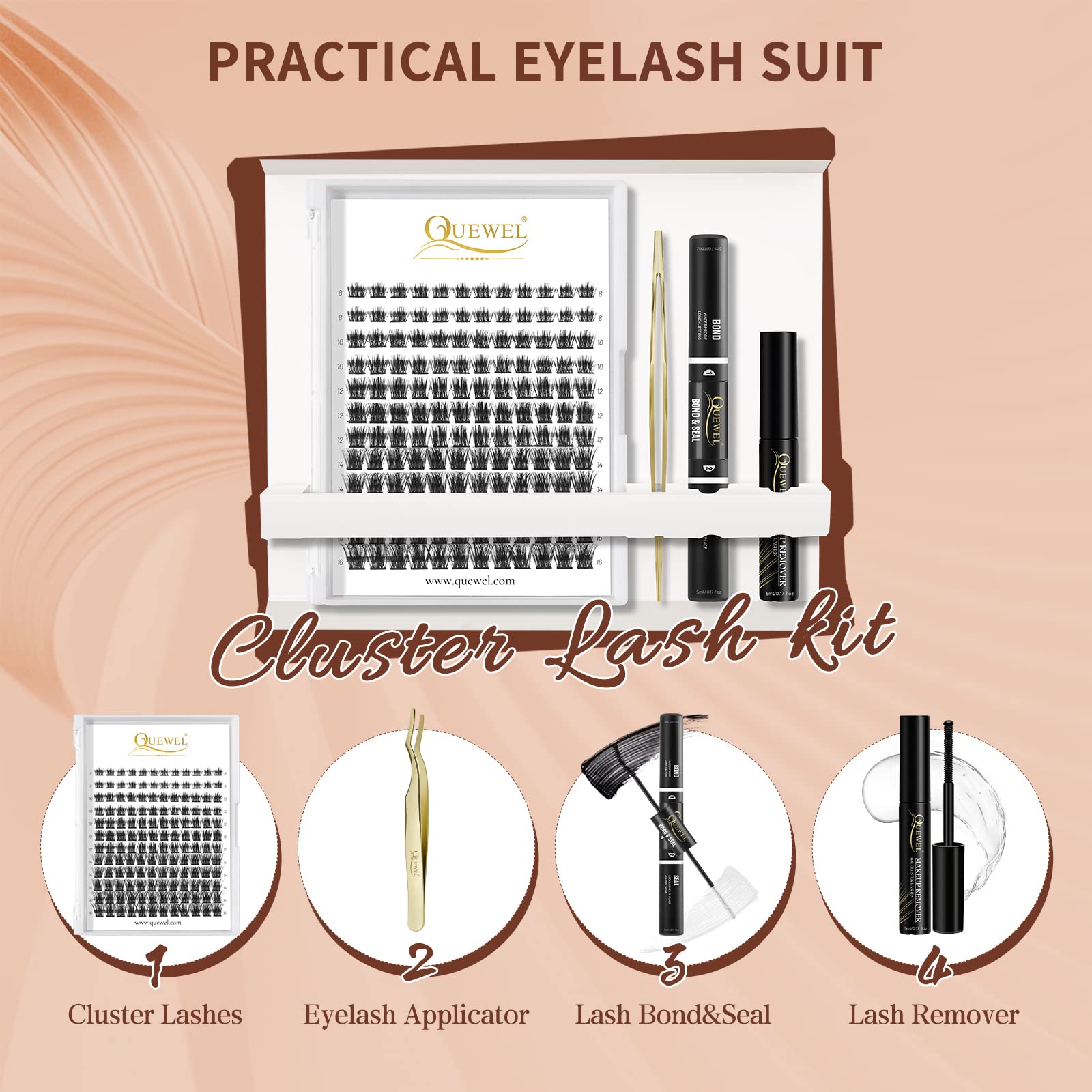 QUEWEL lash bond and seal bottle for strong, long-lasting hold