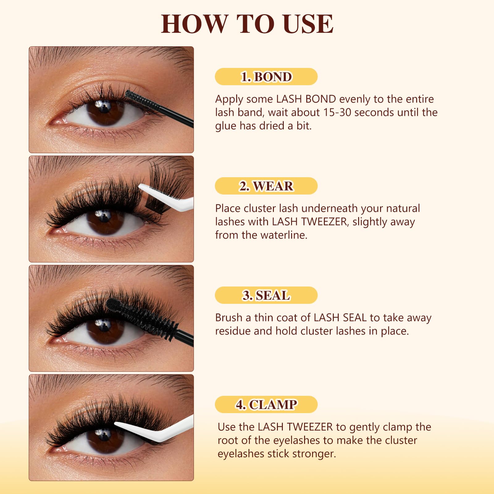 QUEWEL cat-eye look demo using the clusters kit