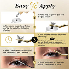 QUEWEL cluster lashes application setup for comfortable at-home lash work.