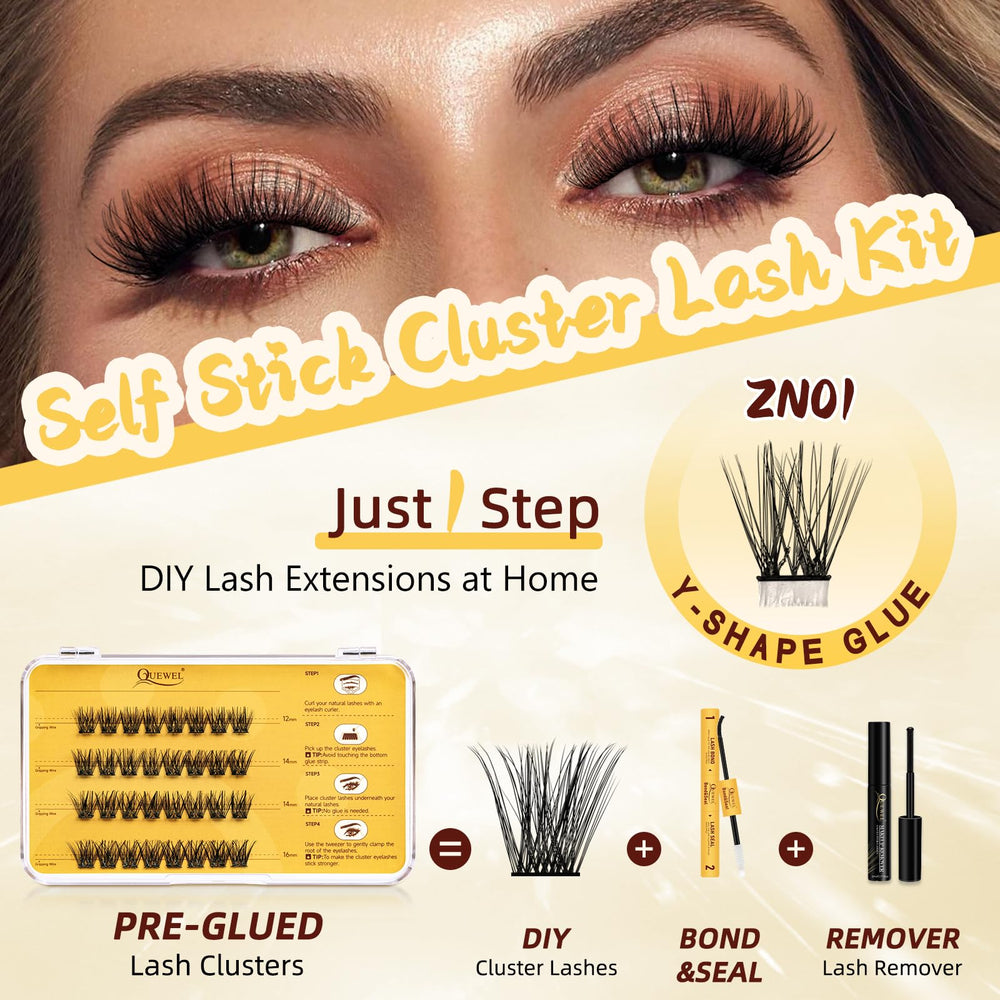 QUEWEL cluster lashes for simple, beginner-friendly lash extensions at home.