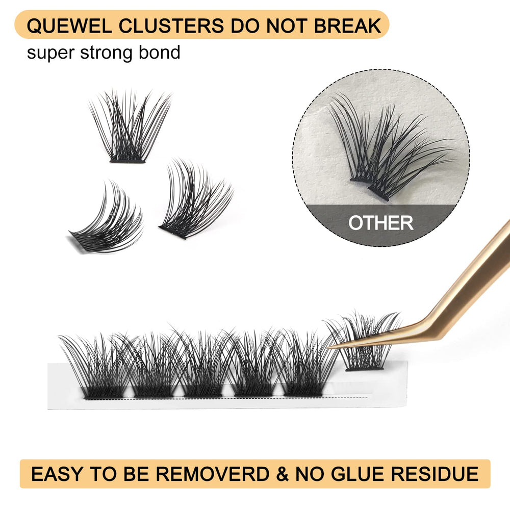QUEWEL cluster lashes with C curl for natural daily enhancement
