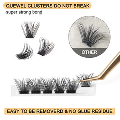 QUEWEL cluster lashes with C curl for natural daily enhancement