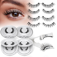 QUEWEL four-pairs magnetic lashes for natural look and easy wear