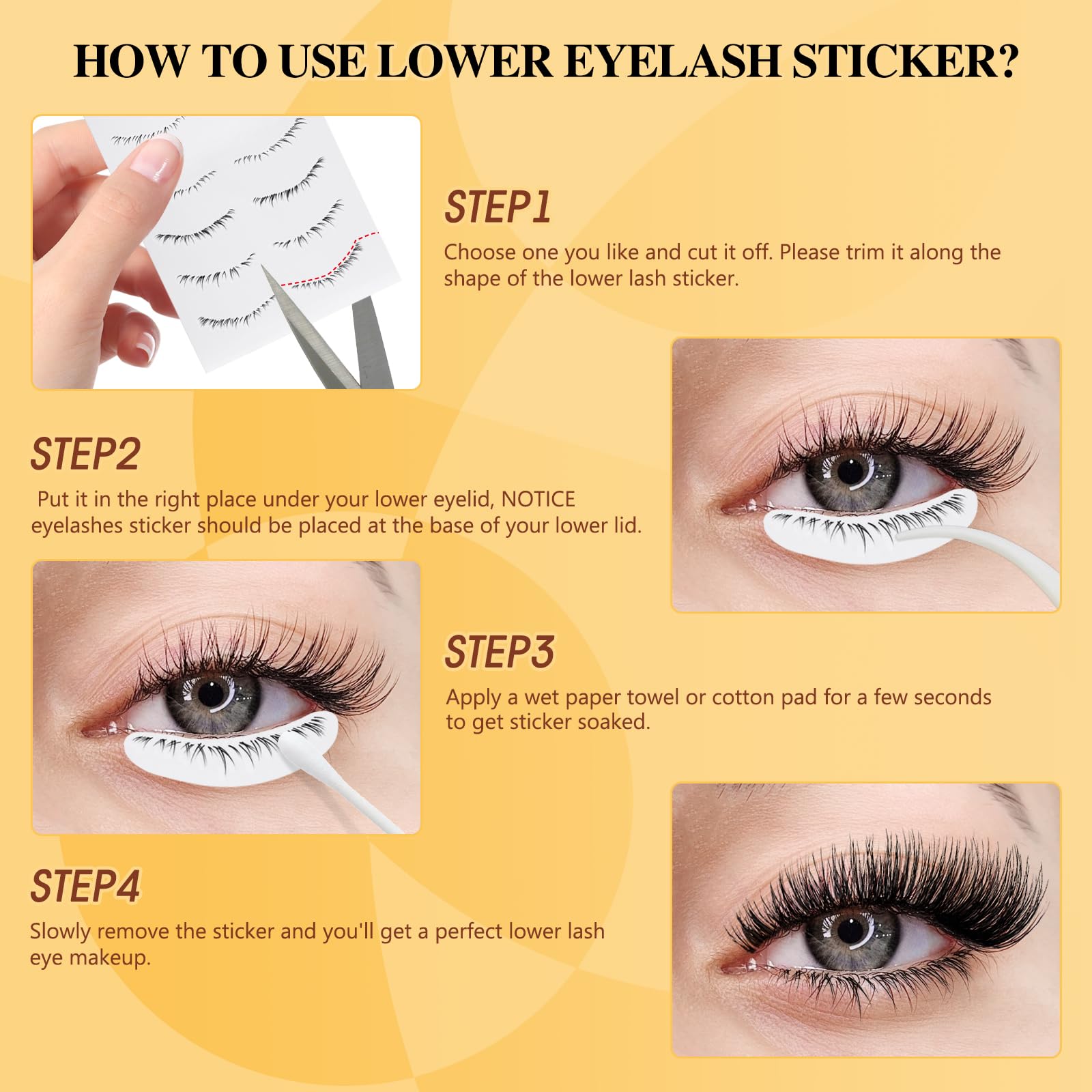 QUEWEL instruction sheet guides simple steps for magnetic lash wear.