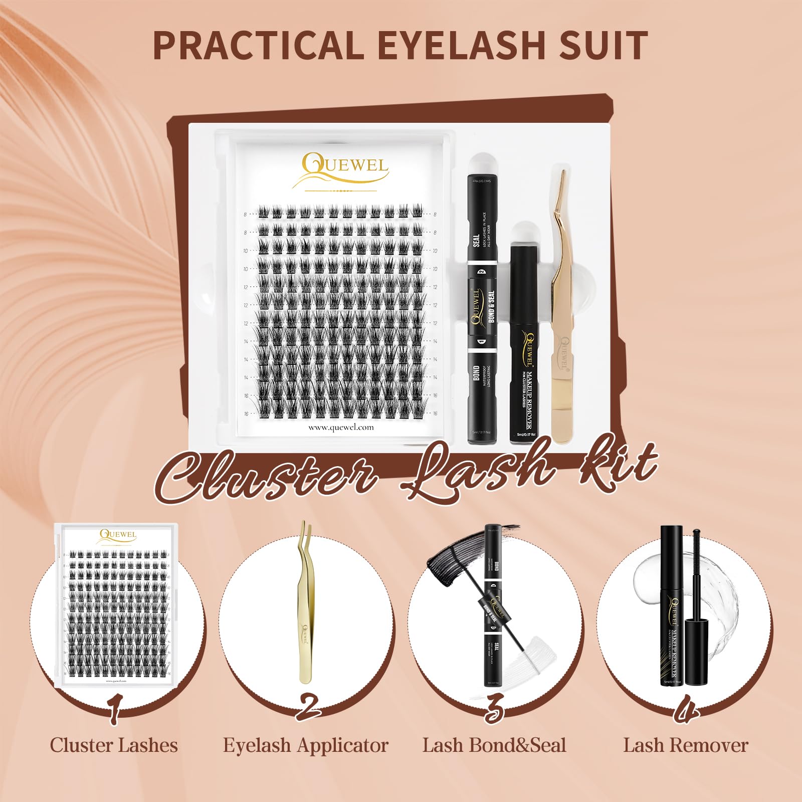 QUEWEL lash bond and seal 2-in-1 for secure, long-lasting wear