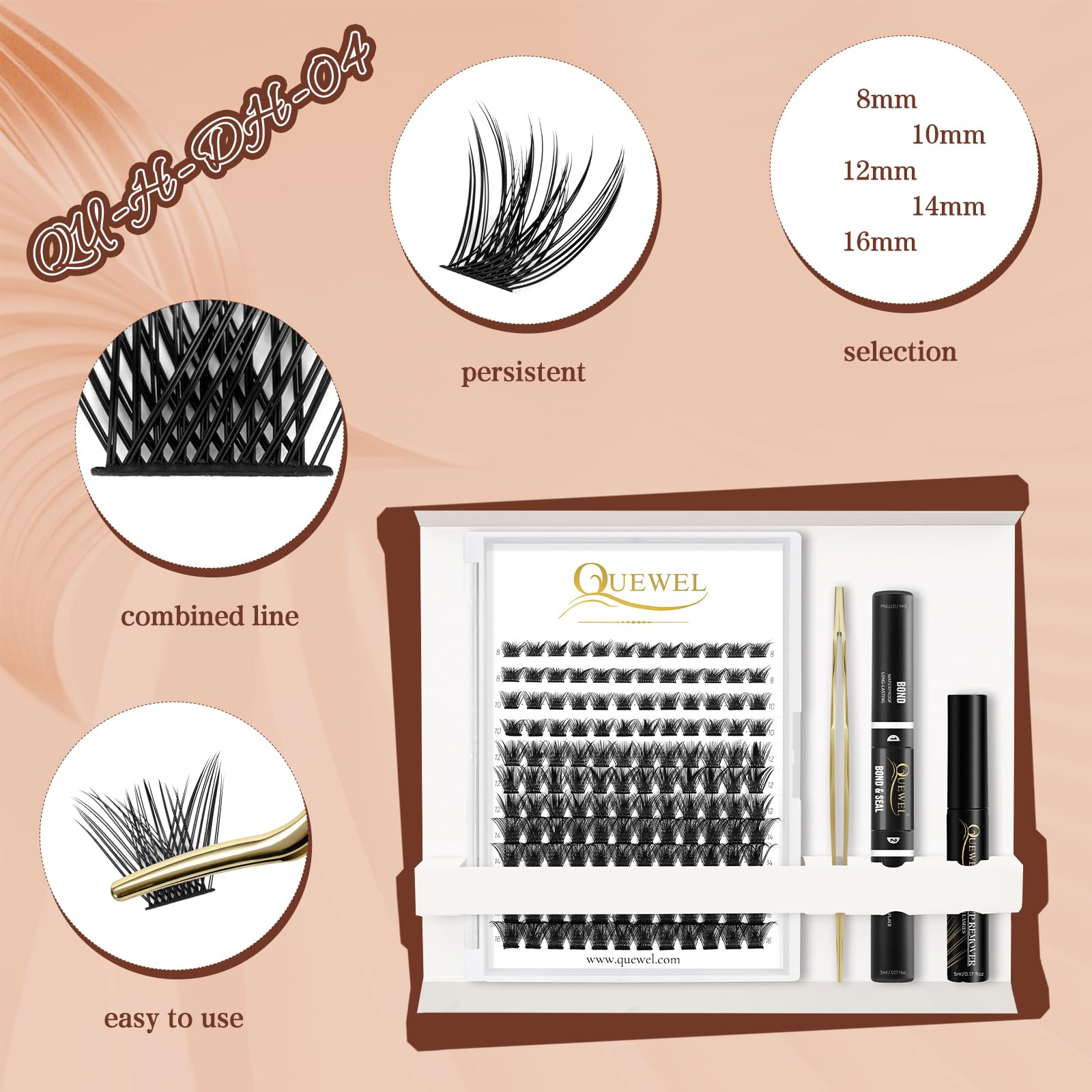 QUEWEL premium lash cluster tweezers for precise placement