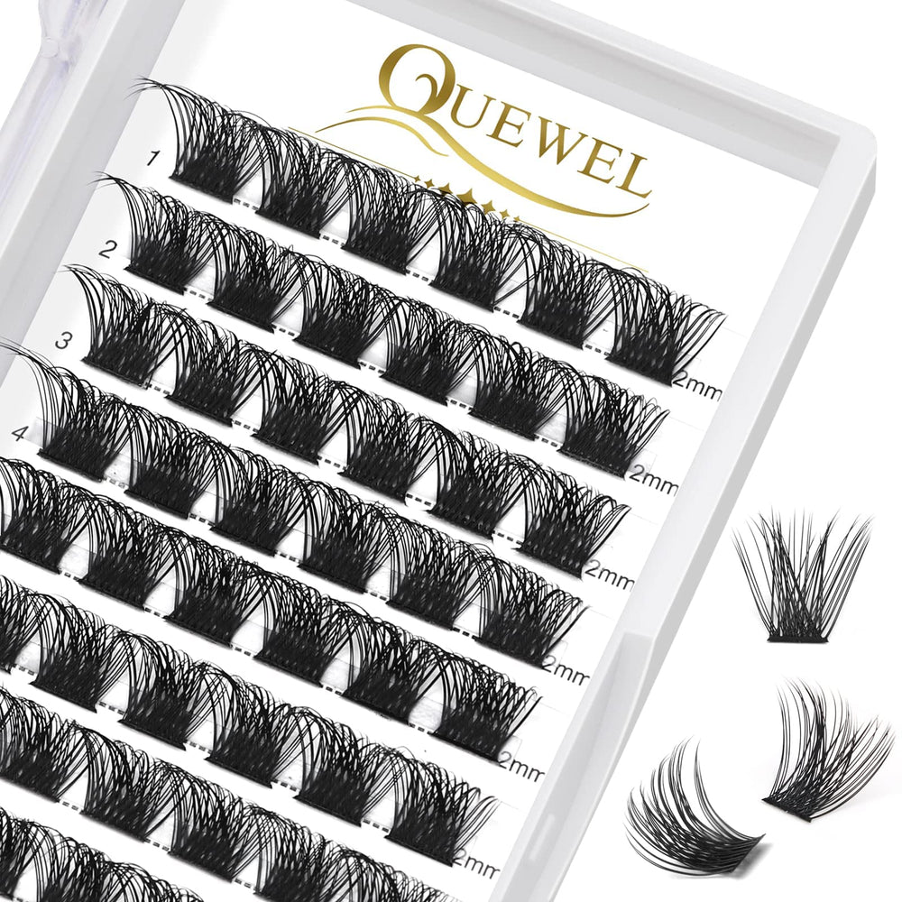 QUEWEL lash clusters 72pcs close-up display for at-home DIY extensions
