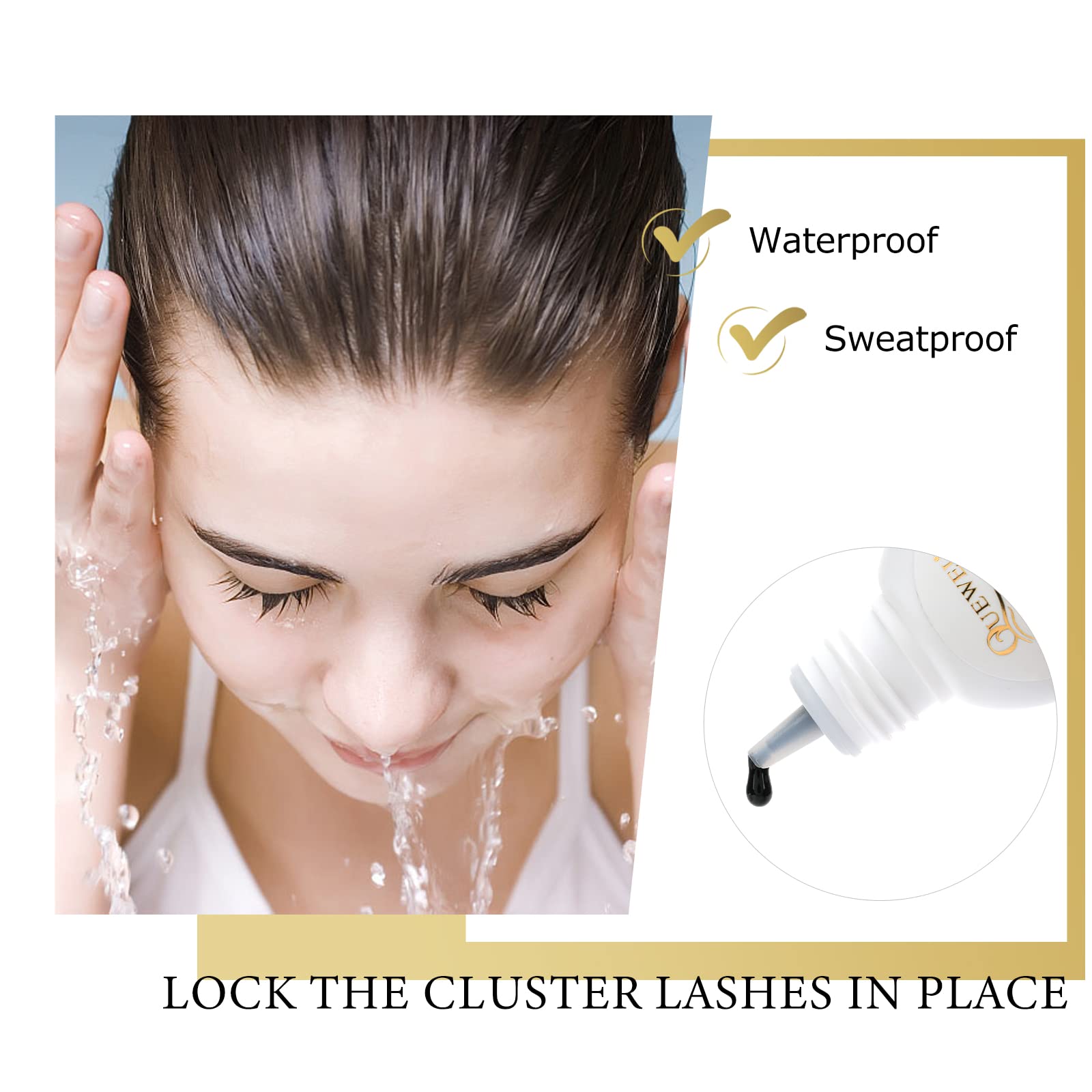 QUEWEL lash clusters glue black color blends with lash roots