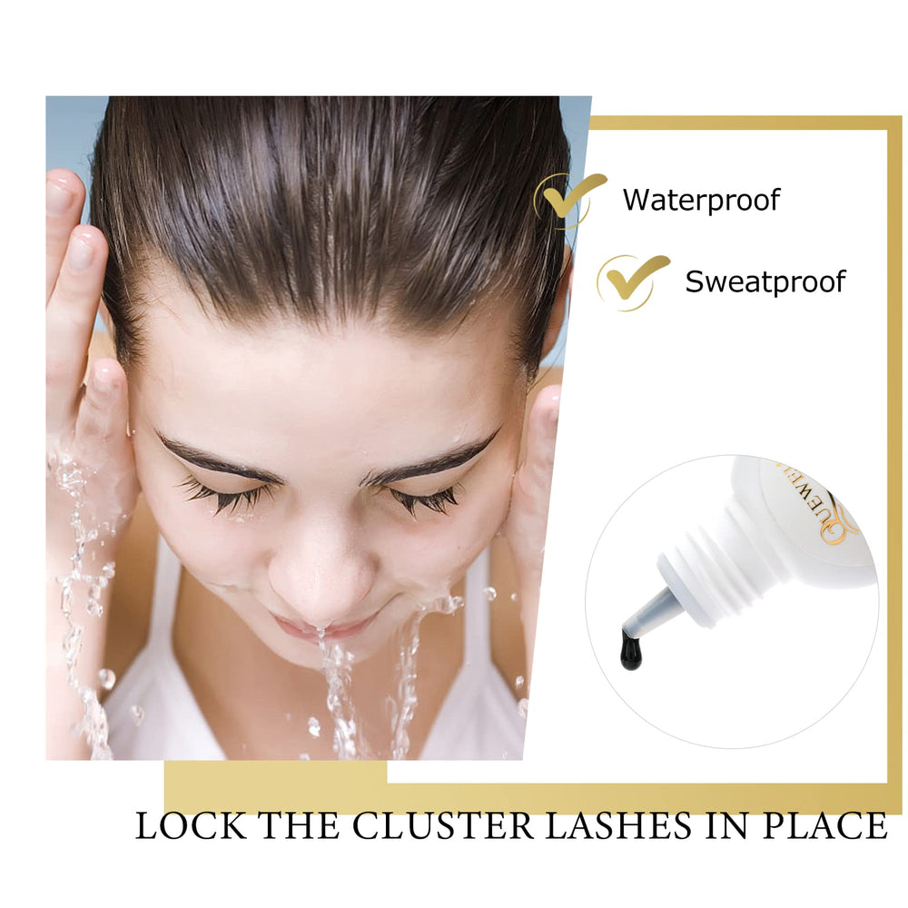 QUEWEL lash clusters glue black color blends with lash roots