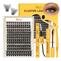 QUEWEL lash clusters kit 156pcs packaging ready for easy DIY lash extensions.