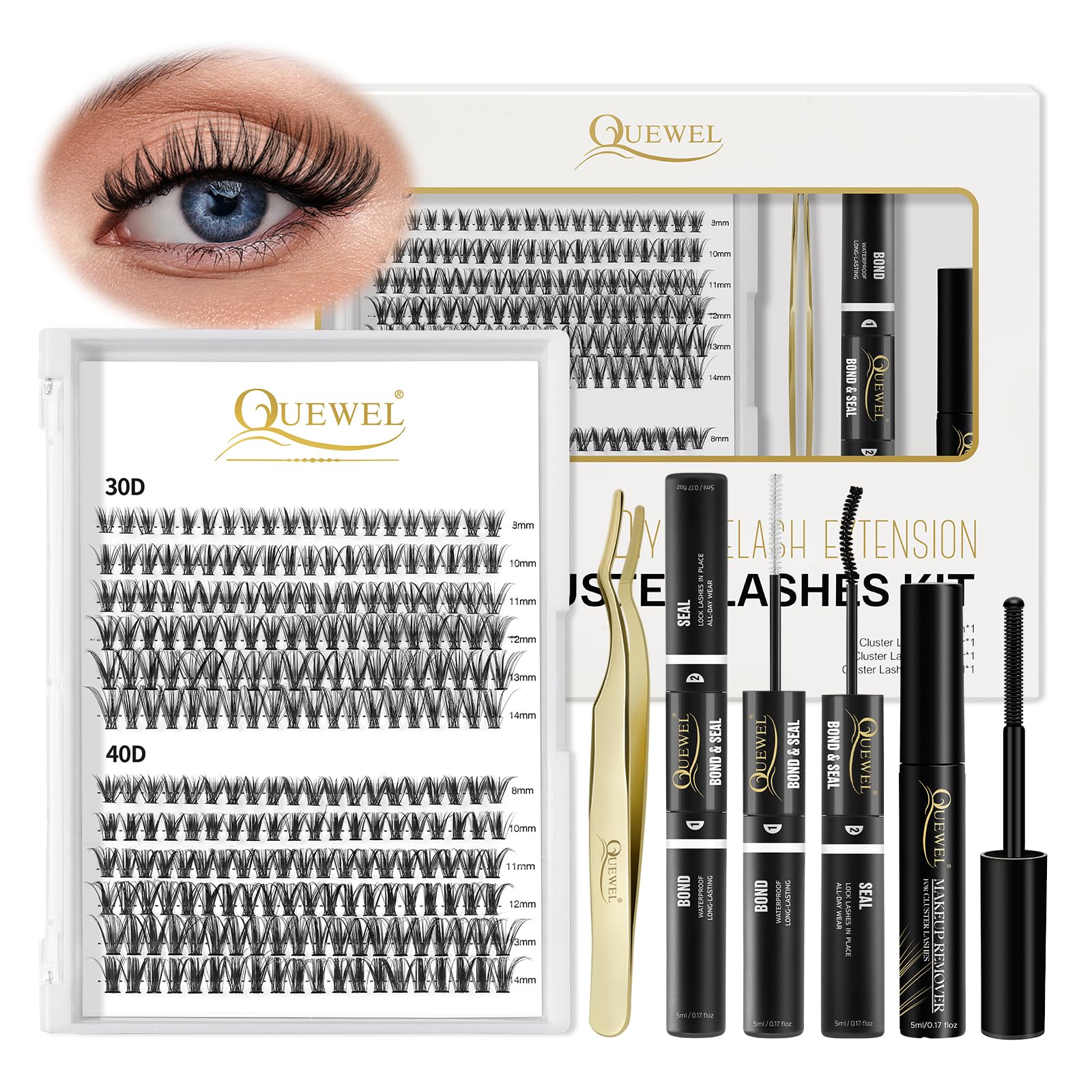 QUEWEL lash clusters kit 240pcs for versatile at-home lash styling