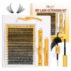QUEWEL lash clusters kit 320pcs 40D for easy at-home lash styling