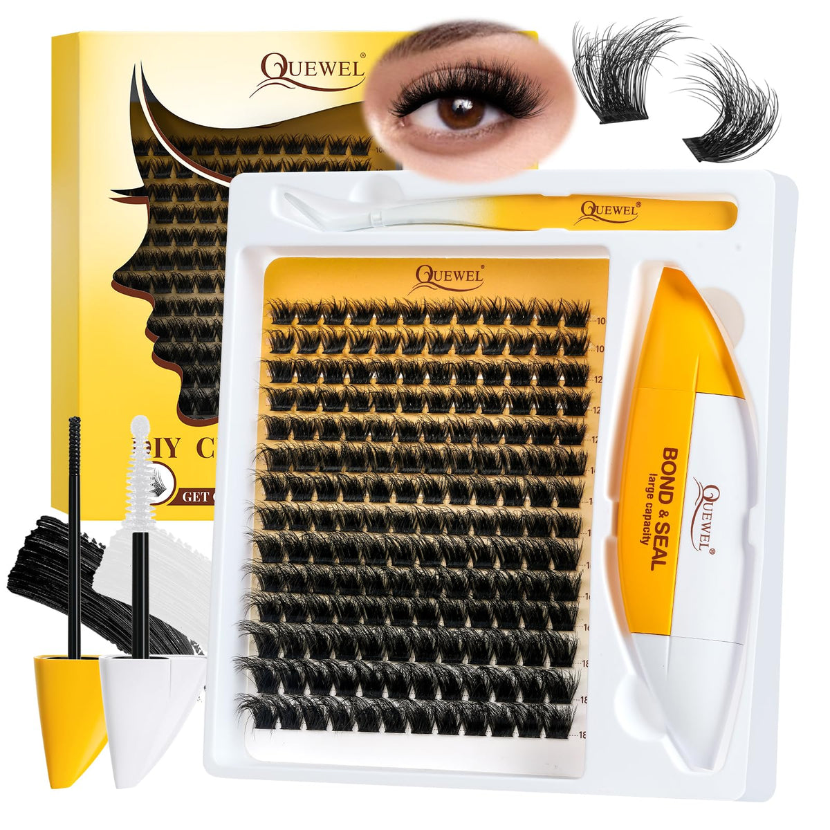 QUEWEL lash clusters kit box 168pcs ready for at-home lash creations