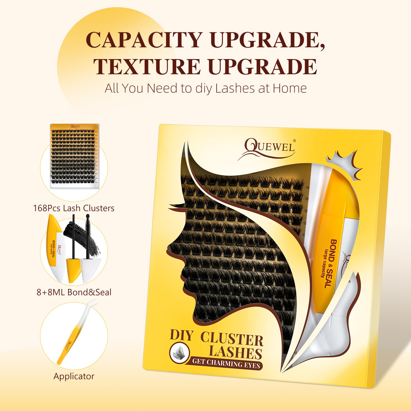 QUEWEL lash clusters kit with mixed lengths for versatile looks