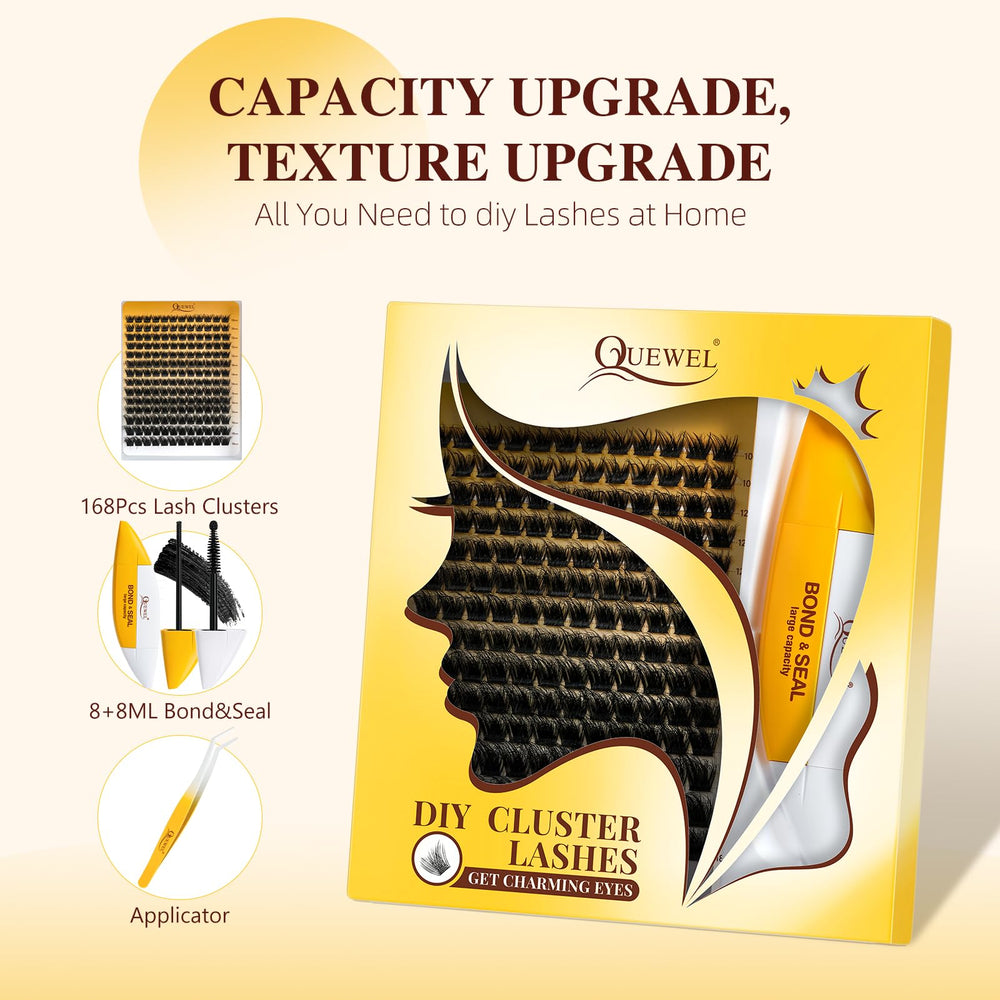 QUEWEL lash clusters kit with mixed lengths for versatile looks