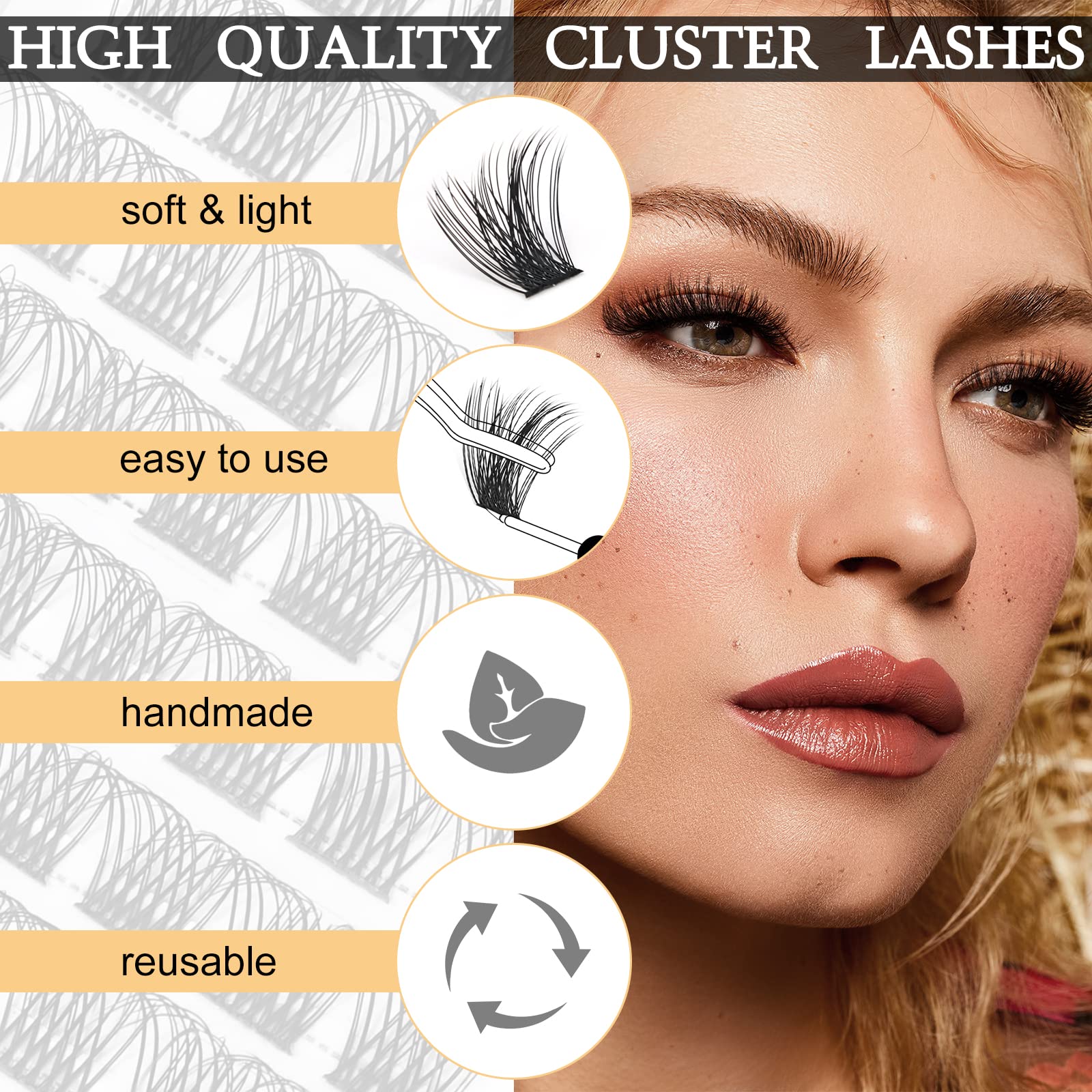 QUEWEL lash clusters matte black finish blends with natural lashes