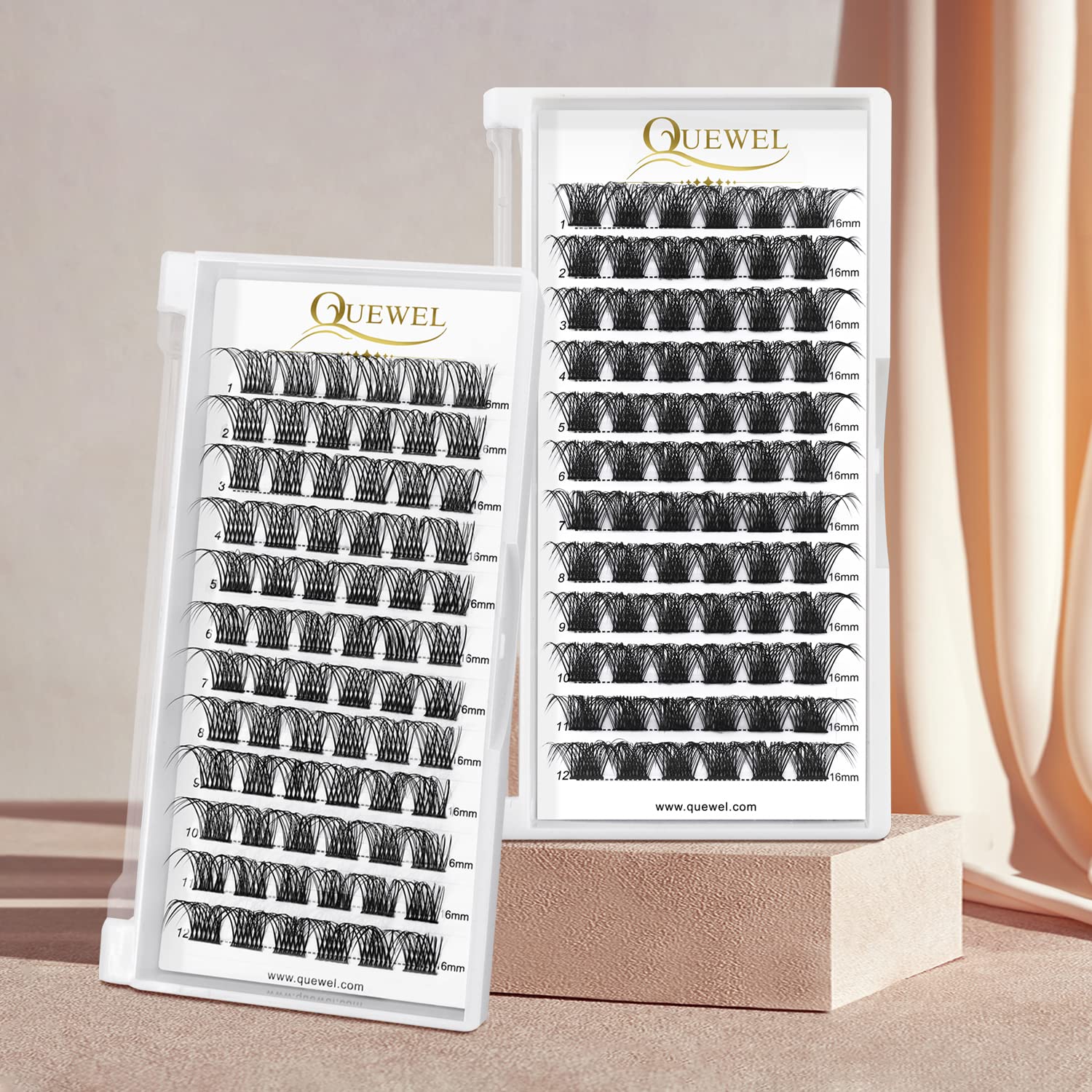 QUEWEL lash clusters compact packaging for travel and storage