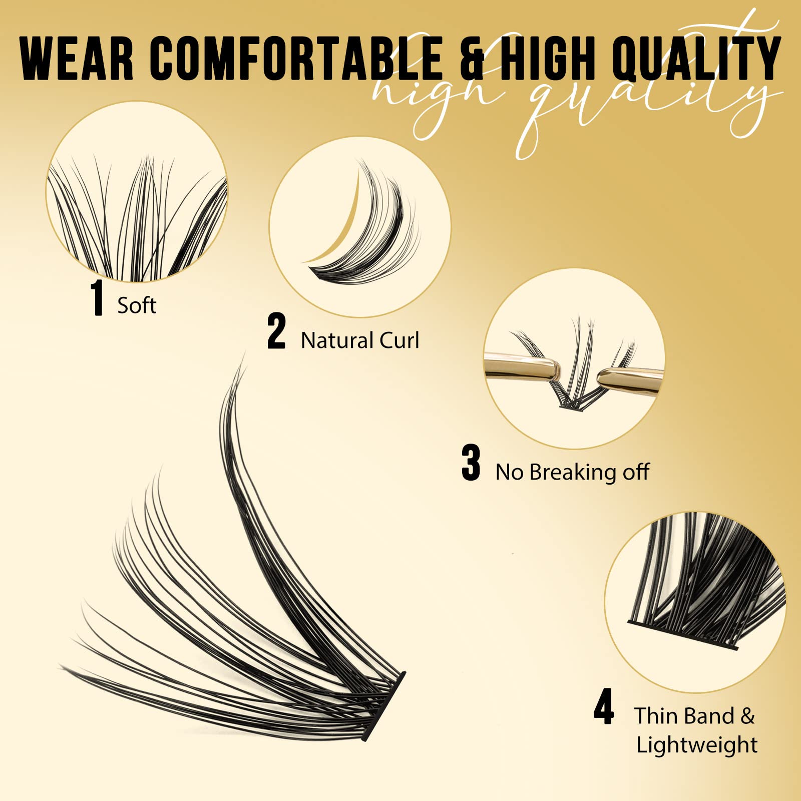 QUEWEL lash clusters soft band for comfortable wear
