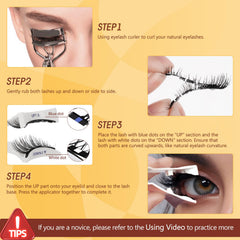 Close-up of QUEWEL applicator demonstrating beginner-friendly lash application.