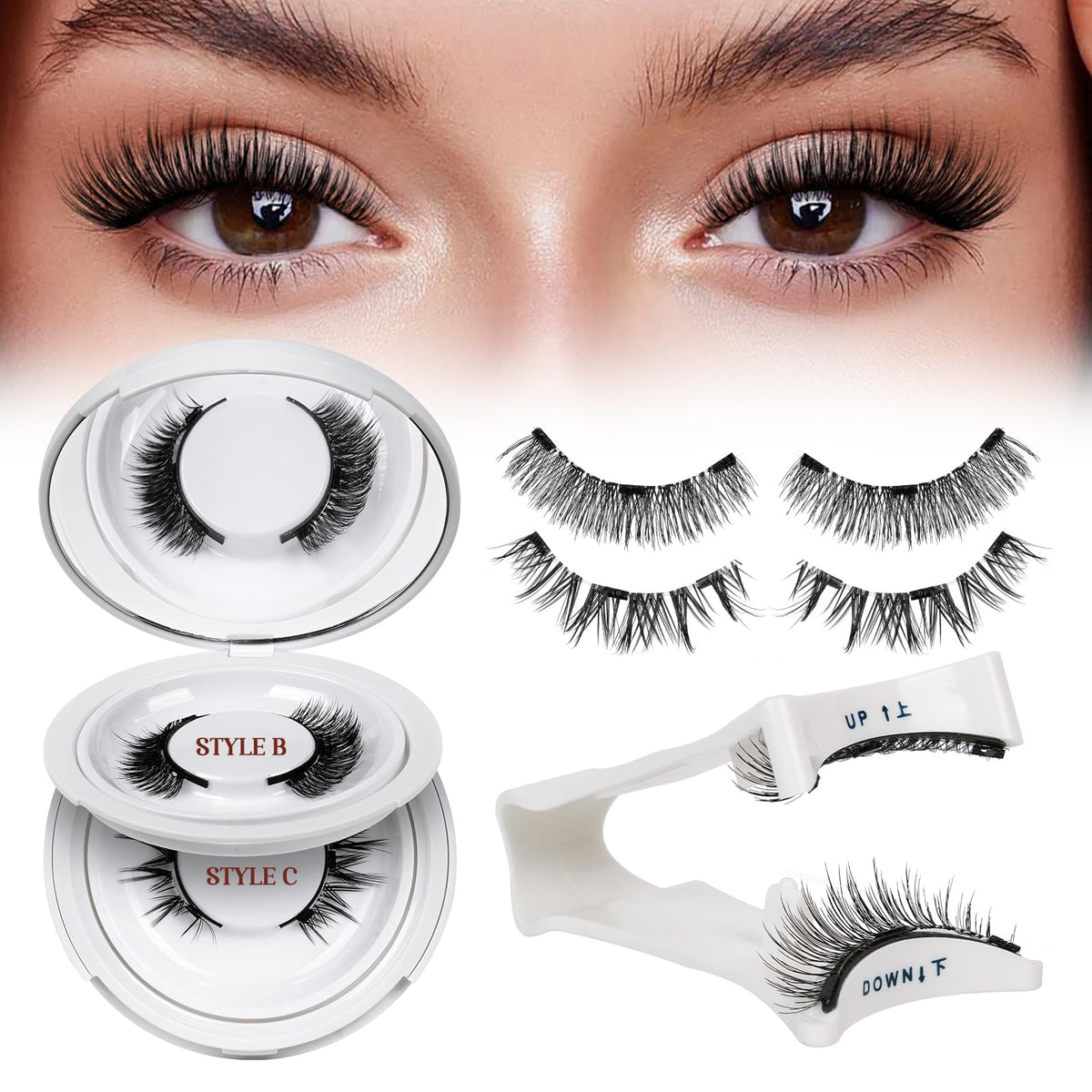 QUEWEL magnetic eyelashes kit applicator showing glue-free precision placement