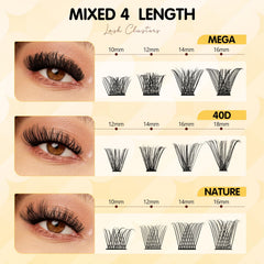 QUEWEL mega40d-nature lashes provide versatile length options.