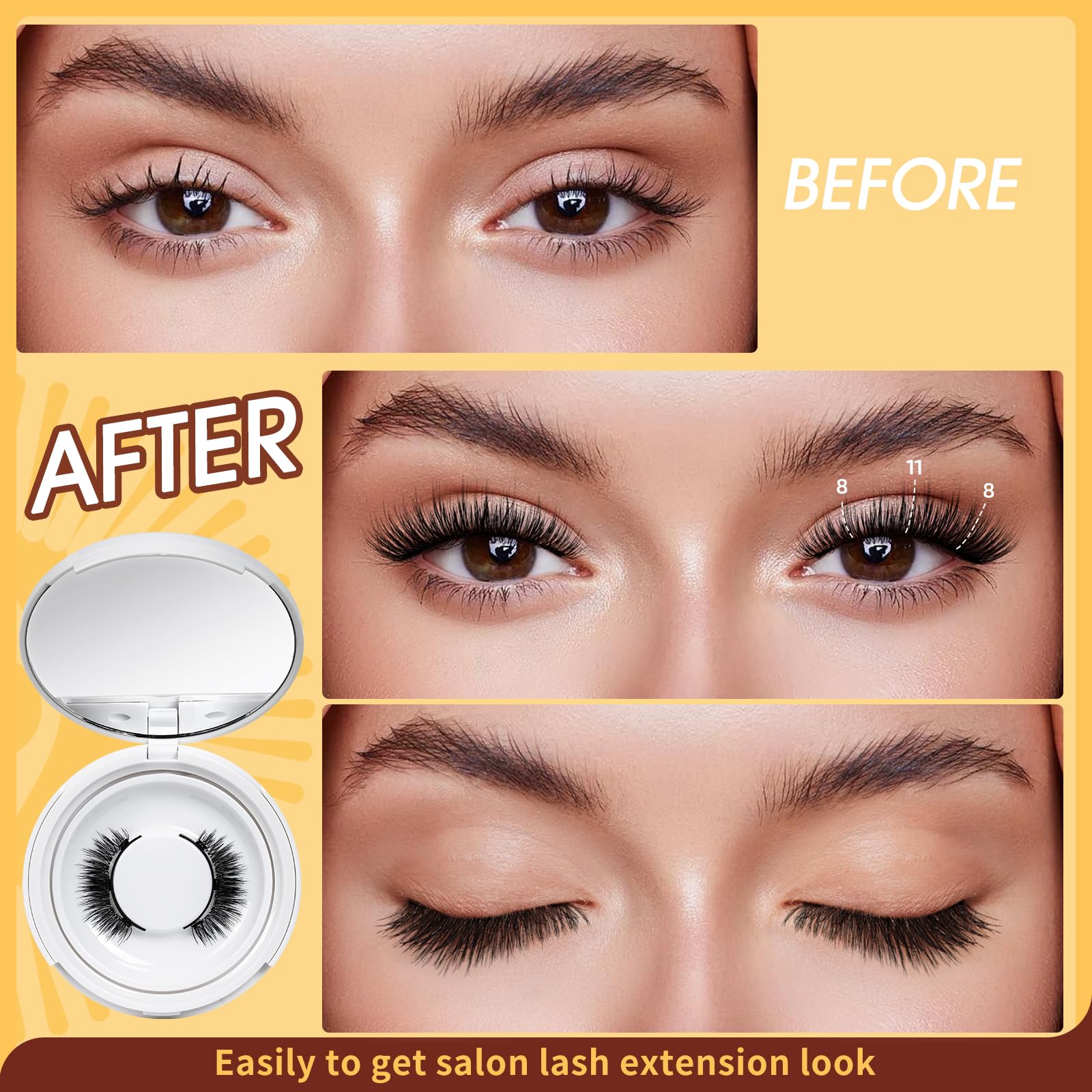 QUEWEL natural wispy magnetic lashes for a soft, believable look