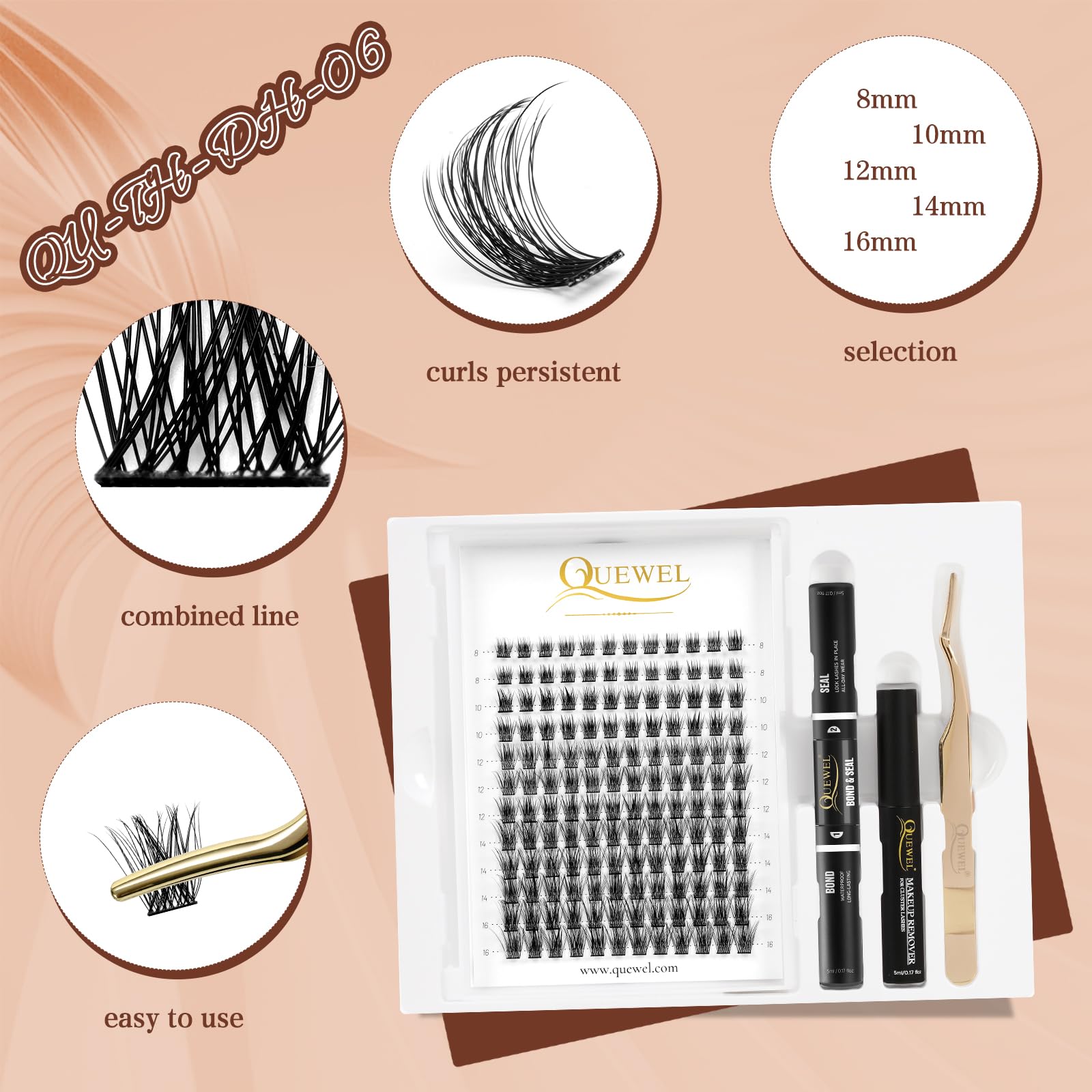 QUEWEL premium lash cluster tweezers for precise, easy pickup