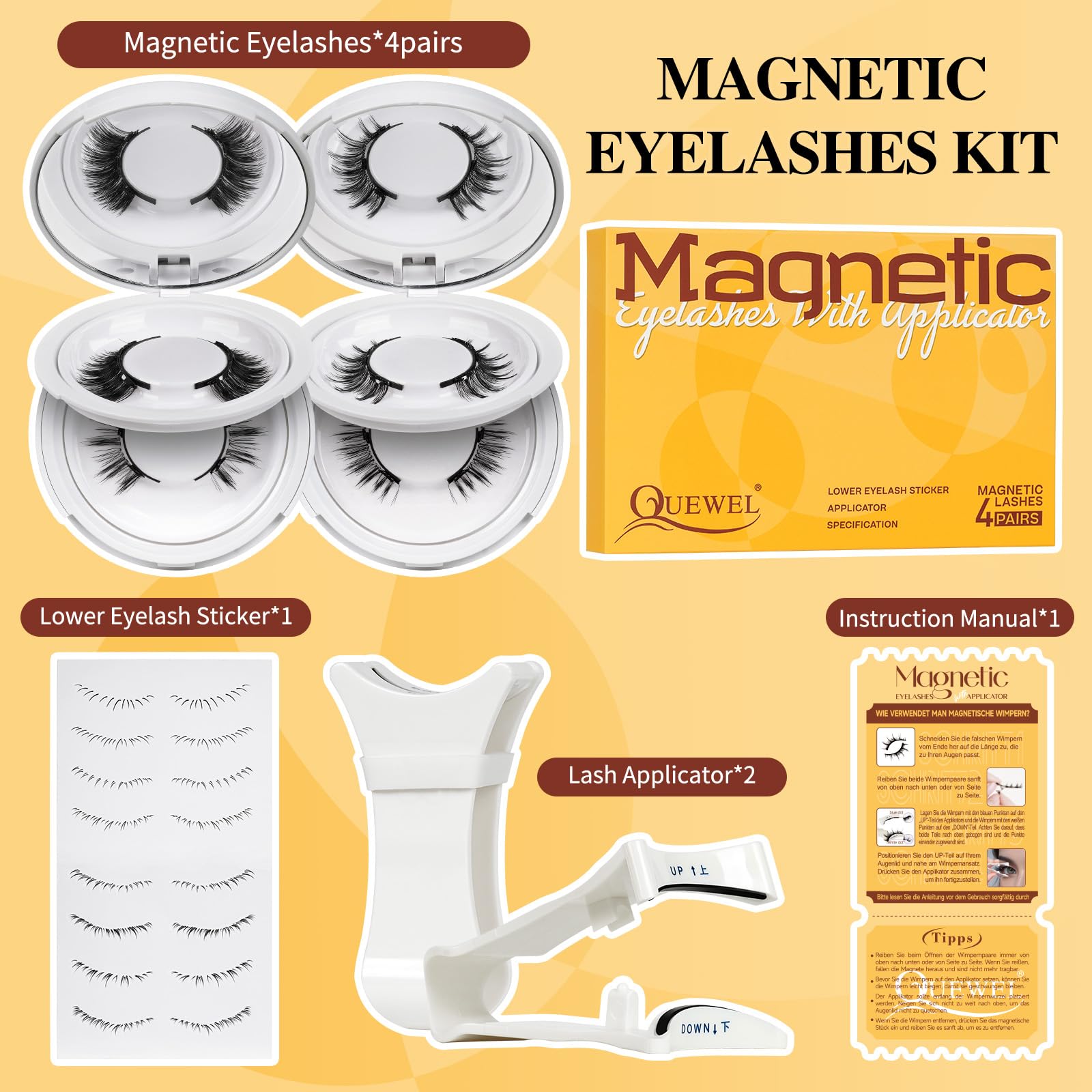 QUEWEL travel pack with magnetic box and mirror ideal for on-the-go touchups.