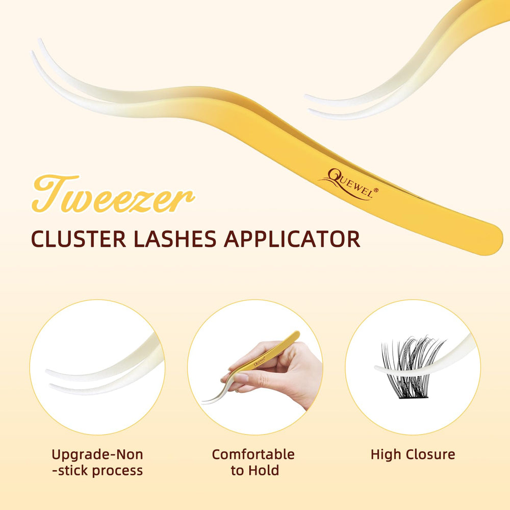 QUEWEL Y-shaped glue strip helps secure clusters without messy glue.