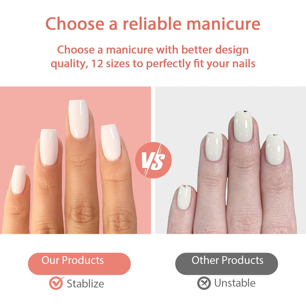 Quezadyl kit includes mini file and glue stickers for easy application.